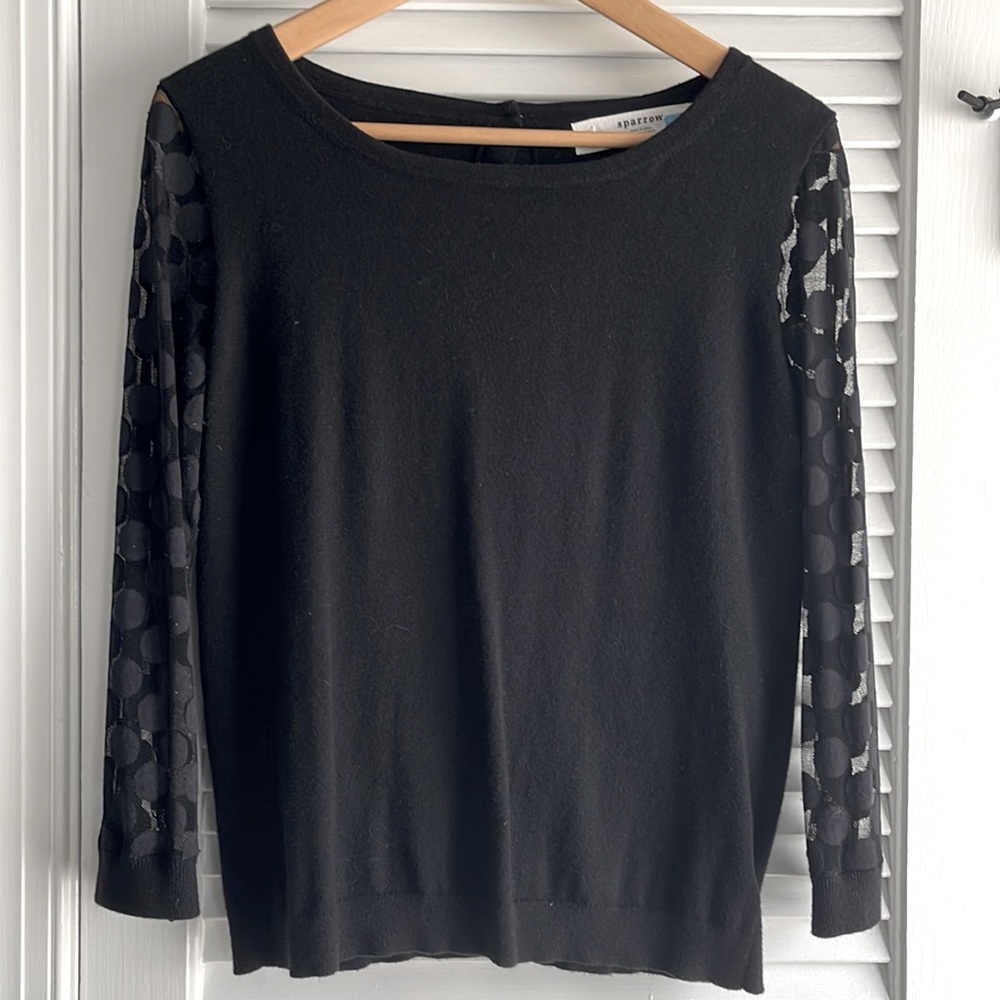 EUC Anthropologie Sparrow Sweater with Polka Dot Sleeves